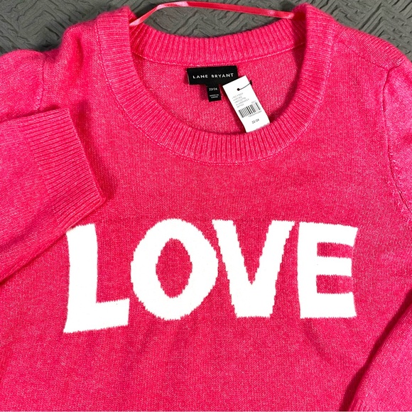 NEW Lane Bryant Pink LOVE Sweater Plus Size 22/24 - Picture 1 of 7